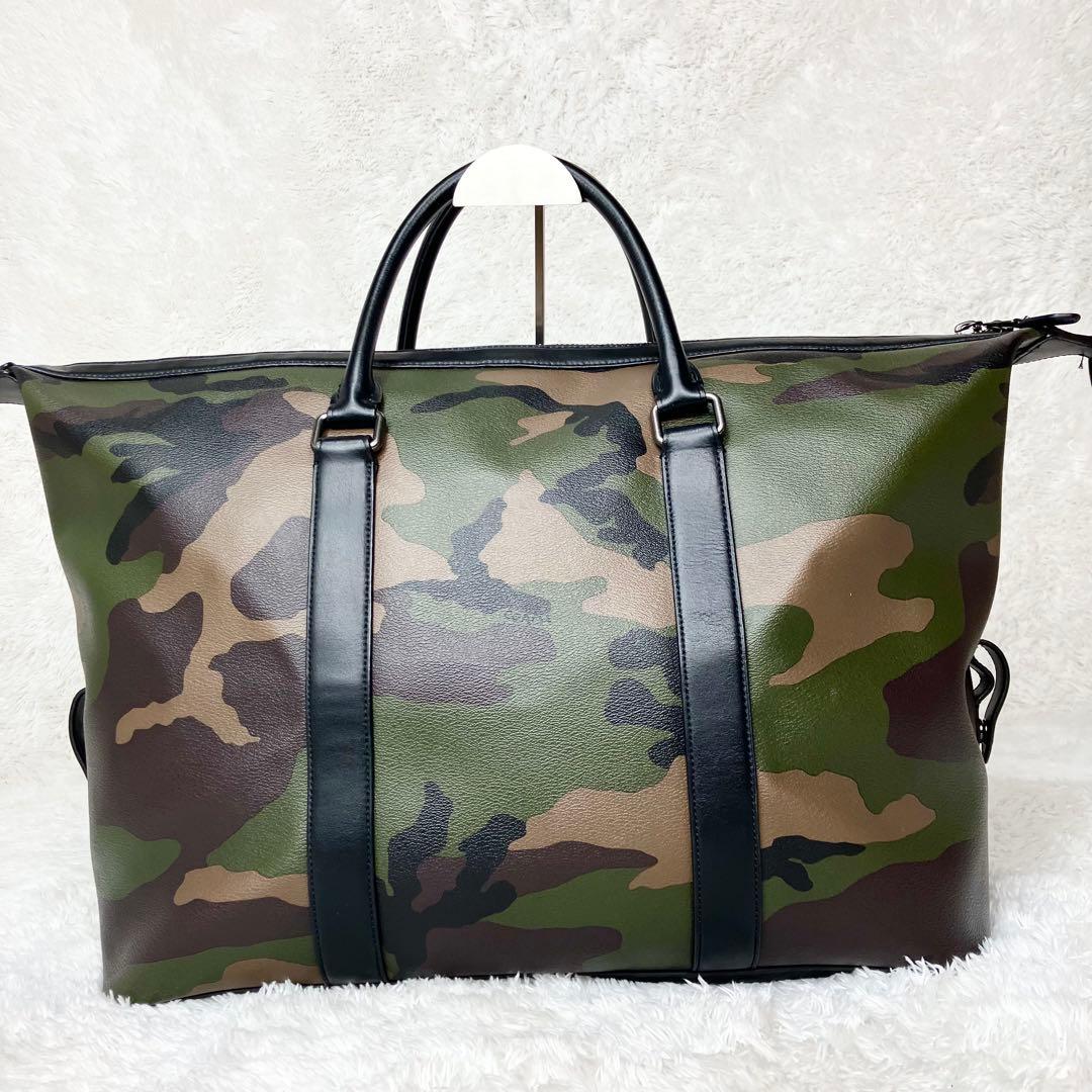 極美品✨コーチ　ボストンバッグ　PVレザー レザー　カモフラ　迷彩　F29049