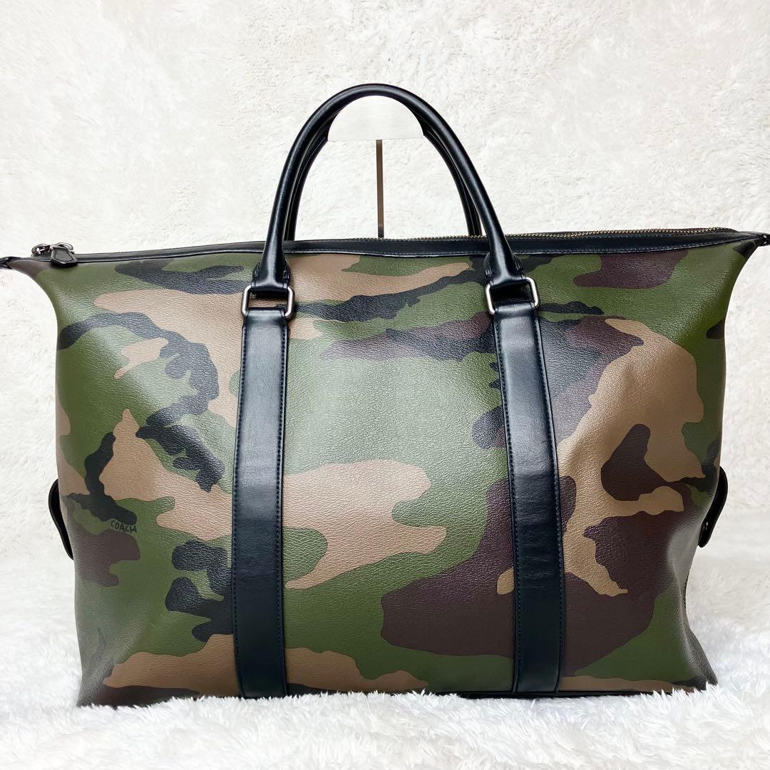 極美品✨コーチ　ボストンバッグ　PVレザー レザー　カモフラ　迷彩　F29049