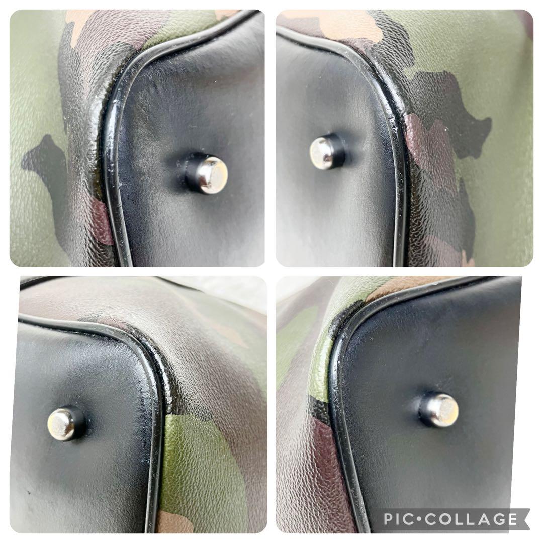 極美品✨コーチ　ボストンバッグ　PVレザー レザー　カモフラ　迷彩　F29049