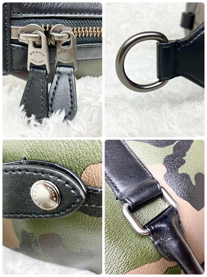 極美品✨コーチ　ボストンバッグ　PVレザー レザー　カモフラ　迷彩　F29049