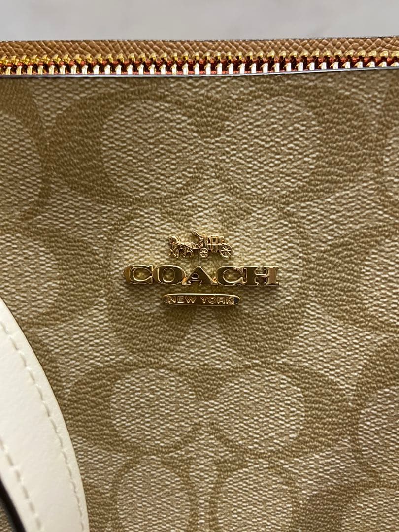 【美品】COACH トートバッグ シグネチャー ベージュ