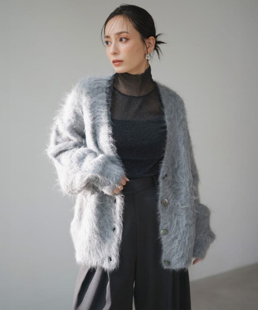 【美品】スーリーアルパカニットカーディガン グレー アニュアンス