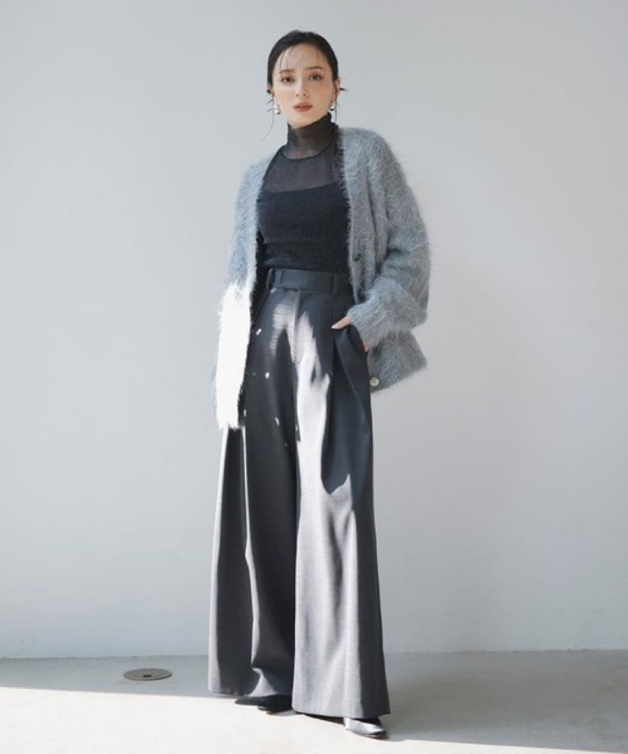 【美品】スーリーアルパカニットカーディガン グレー アニュアンス