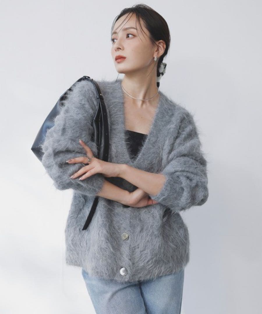 【美品】スーリーアルパカニットカーディガン グレー アニュアンス