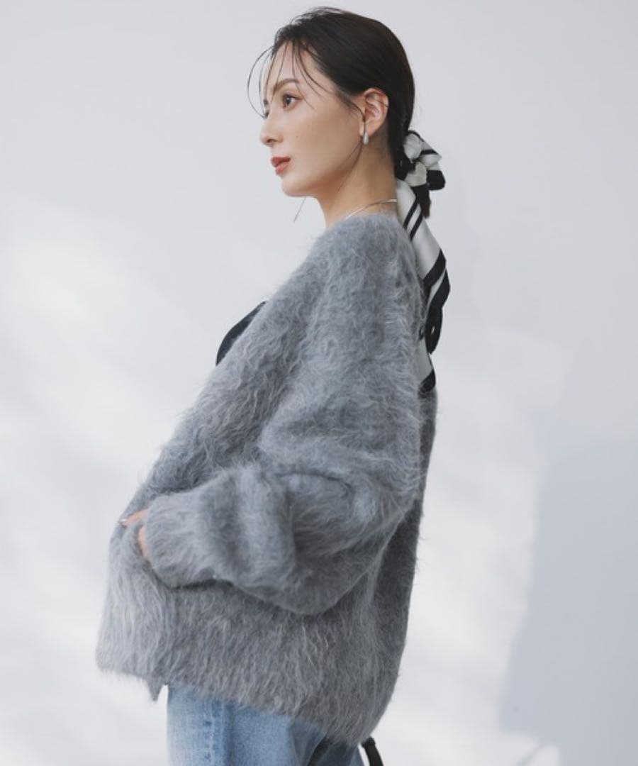 【美品】スーリーアルパカニットカーディガン グレー アニュアンス