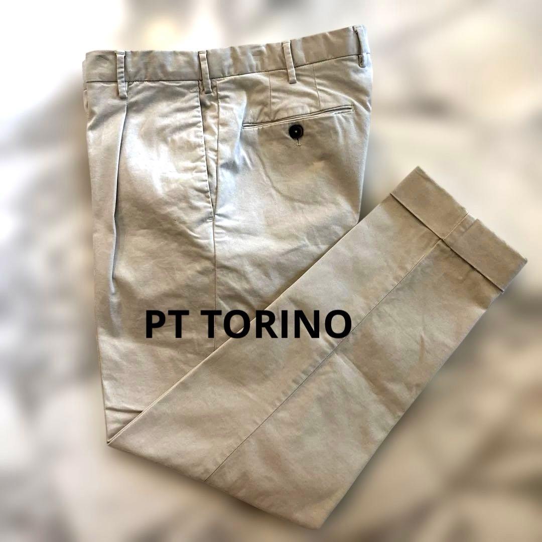 【美品】PT TORINO EVO FIT ベージュ チノパン ダブル 48