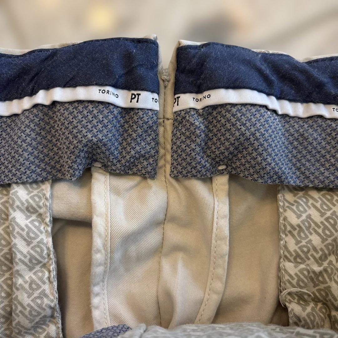 【美品】PT TORINO EVO FIT ベージュ チノパン ダブル 48