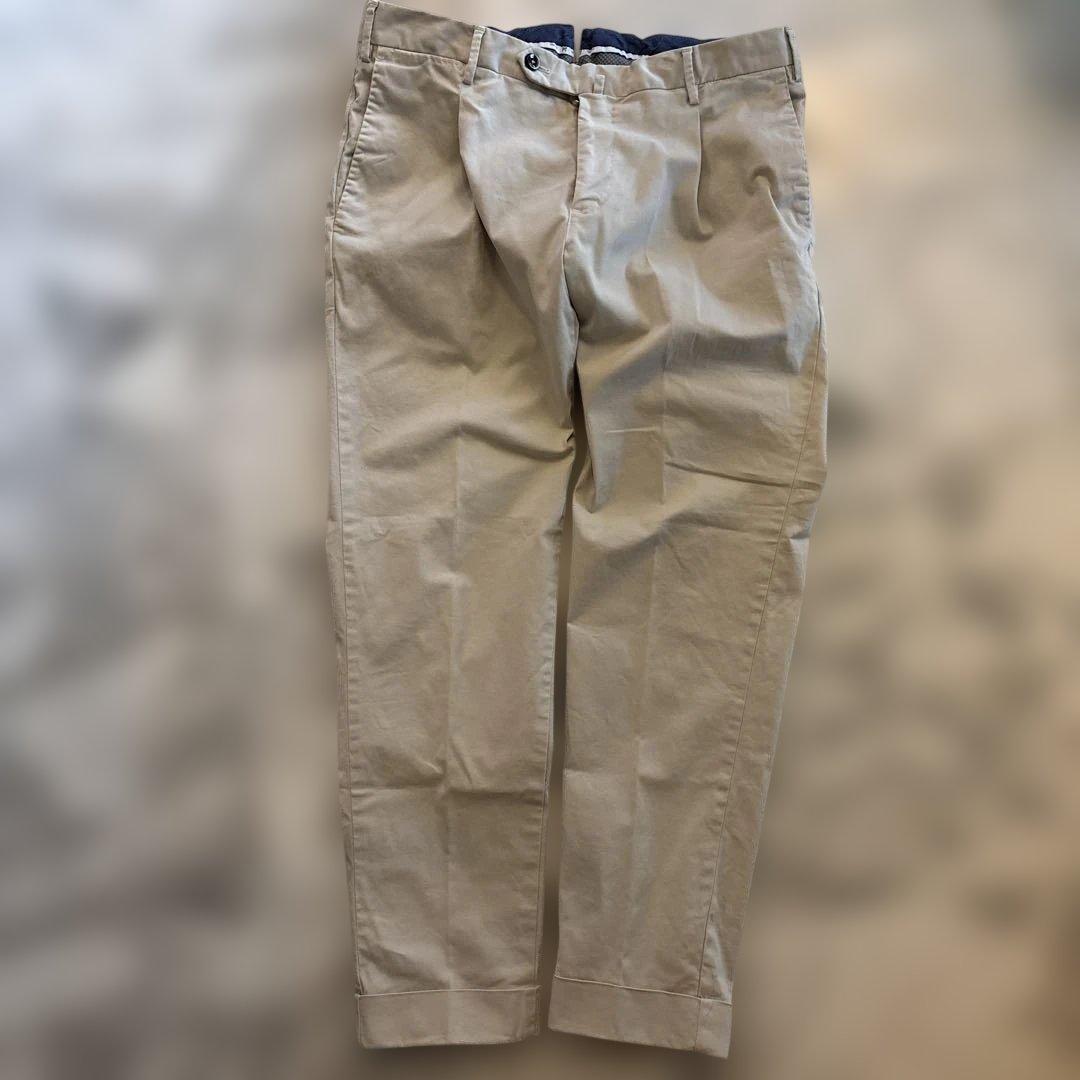 【美品】PT TORINO EVO FIT ベージュ チノパン ダブル 48