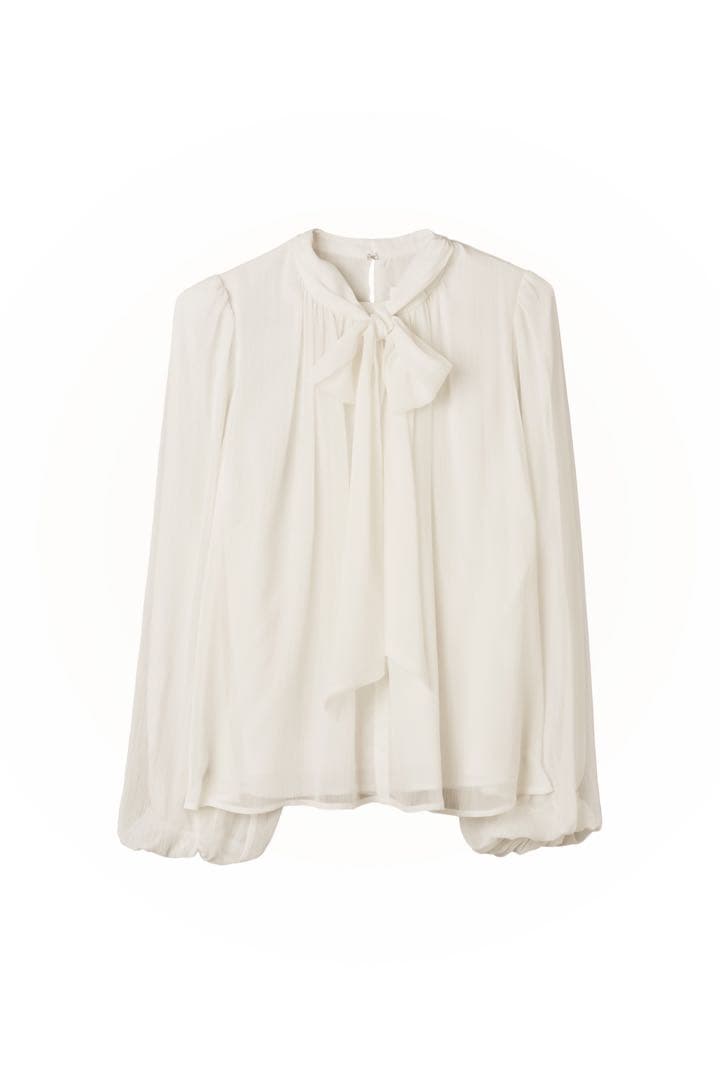 トップス Two-WayBow-Tie Chiffon Blouse offwhite/M