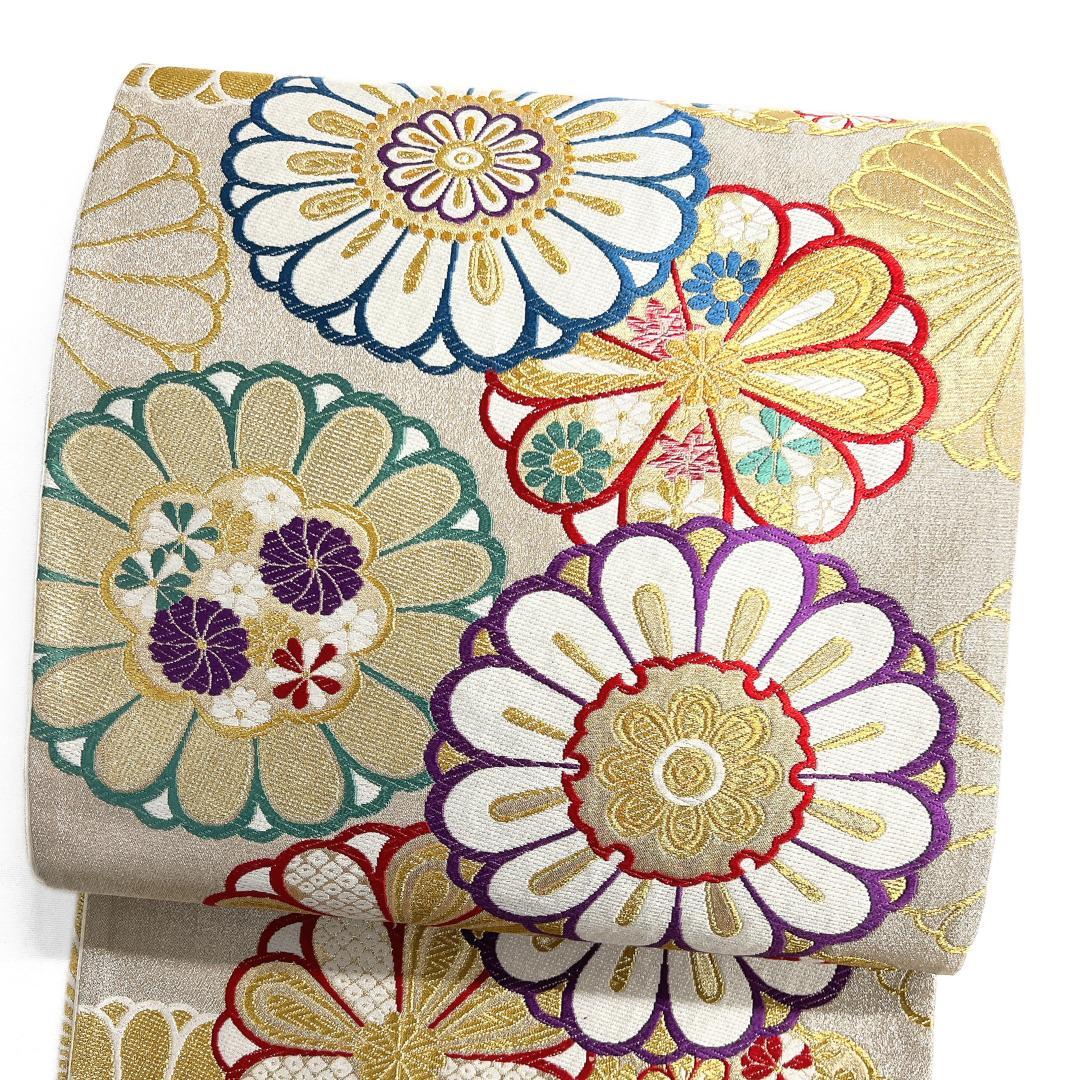 振袖帯　菊花　雪輪紋　梅　金糸　着物　115b d ms