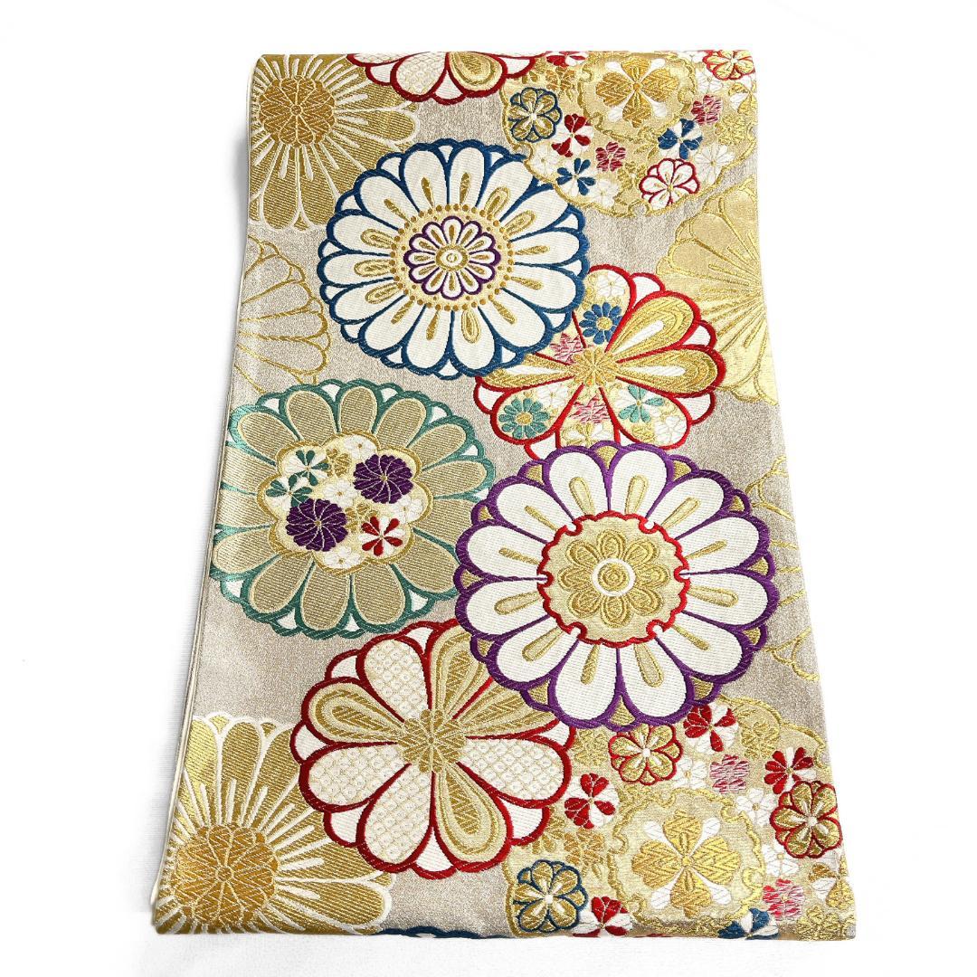 振袖帯　菊花　雪輪紋　梅　金糸　着物　115b d ms