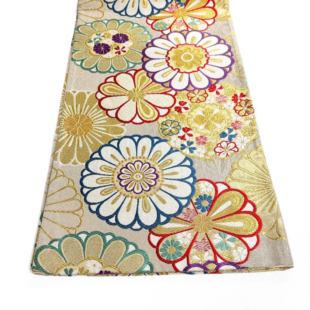 振袖帯　菊花　雪輪紋　梅　金糸　着物　115b d ms