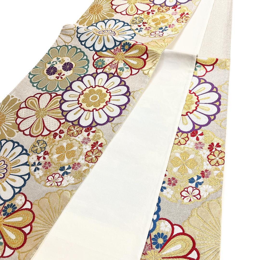 振袖帯　菊花　雪輪紋　梅　金糸　着物　115b d ms