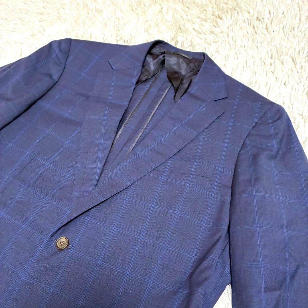 XL相当/美品⭐️マッキントッシュロンドン　スーツ　チェック　モヘヤ　ネイビー