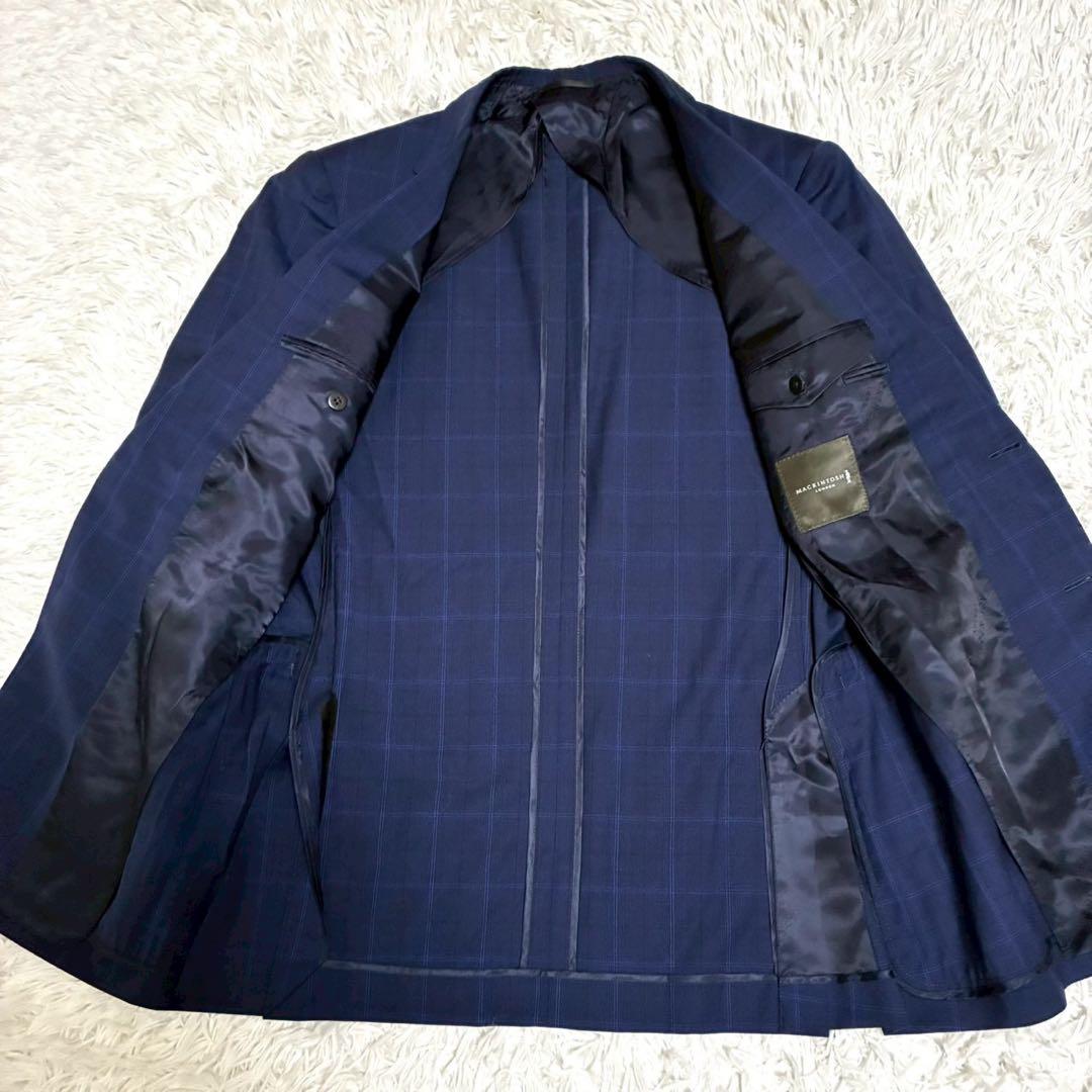 XL相当/美品⭐️マッキントッシュロンドン　スーツ　チェック　モヘヤ　ネイビー