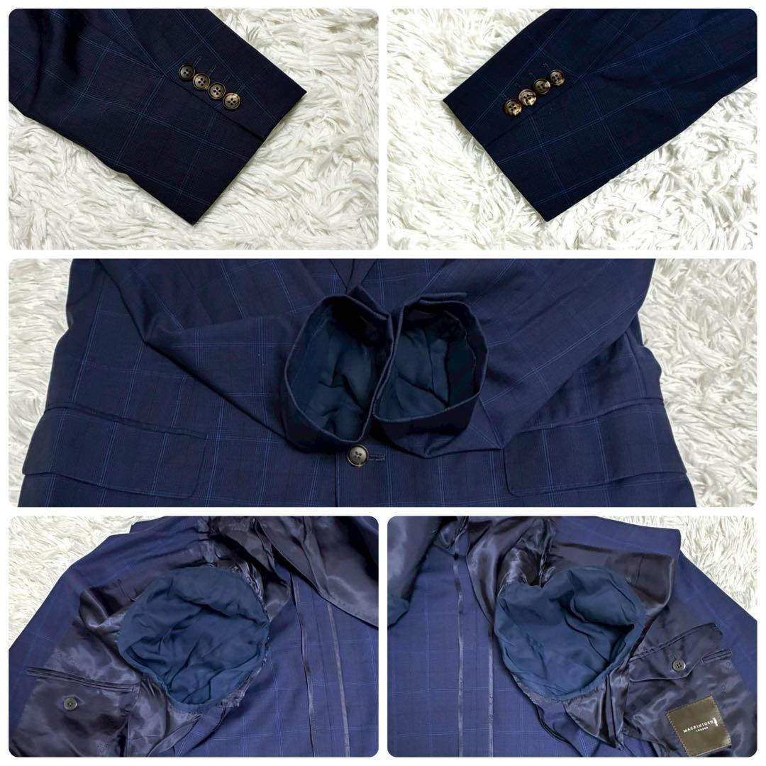 XL相当/美品⭐️マッキントッシュロンドン　スーツ　チェック　モヘヤ　ネイビー