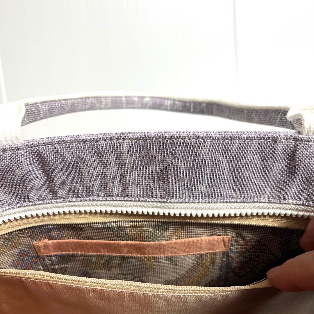 【まっきーです オーダー品】白大島紬リメイク2ウェイ大トートバッグ