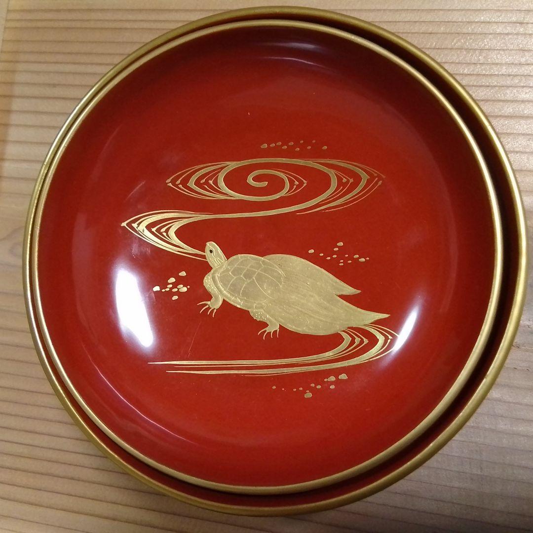 明治時代漆器 　蓑亀蒔絵　金蒔絵　菓子椀2客　アンティーク　骨董
