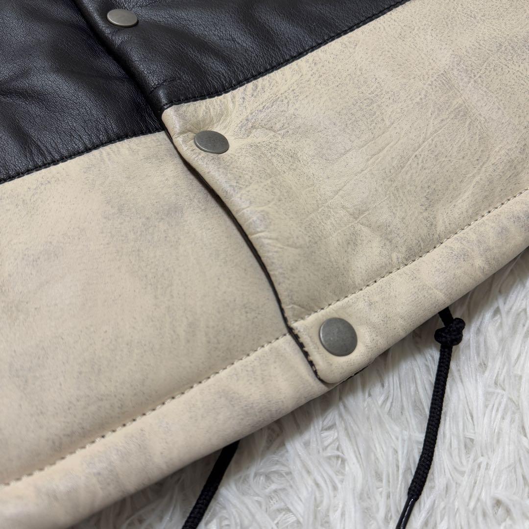 未使用級✨ VIN&AGE ヴィン＆エイジ レザー ダウンベスト バイク 稲妻