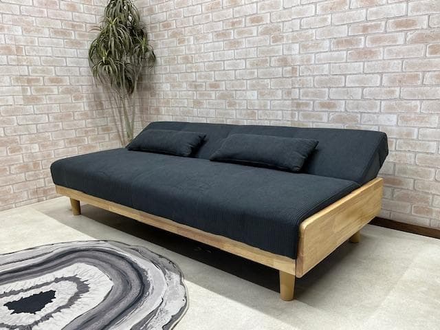 ソファーベッド　ソファ　コーデュロイ　ダークグレー　北欧風　新品