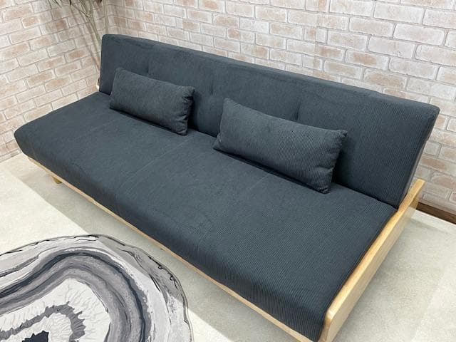 ソファーベッド　ソファ　コーデュロイ　ダークグレー　北欧風　新品