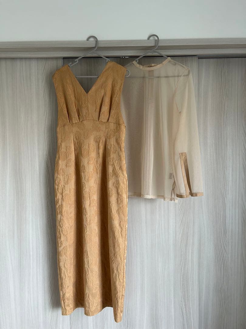 aimer チュールブラウス付きジャカードIラインパーティードレス