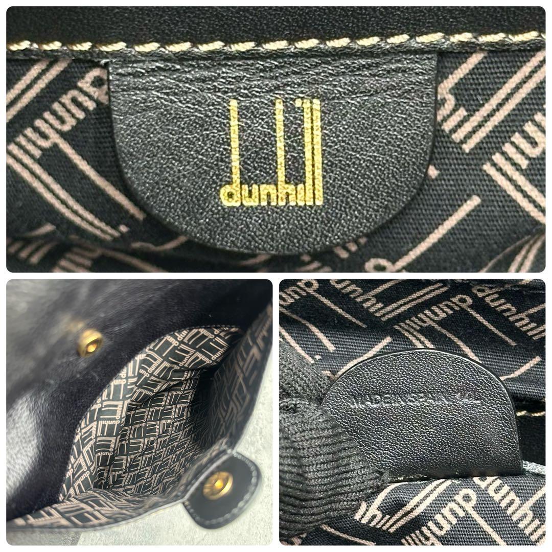 美品 ダンヒル オールレザー ボストンバッグ ハンド 黒 トラベル ネームタグ