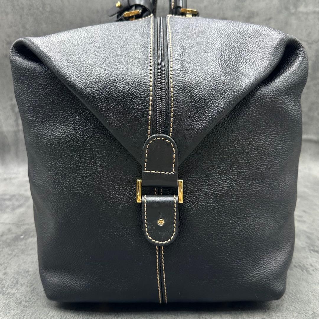 美品 ダンヒル オールレザー ボストンバッグ ハンド 黒 トラベル ネームタグ