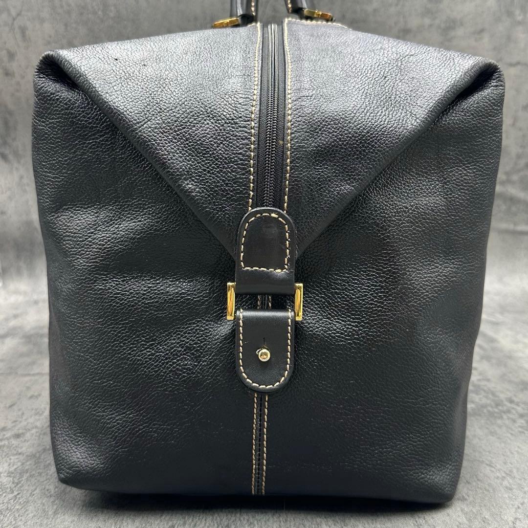 美品 ダンヒル オールレザー ボストンバッグ ハンド 黒 トラベル ネームタグ