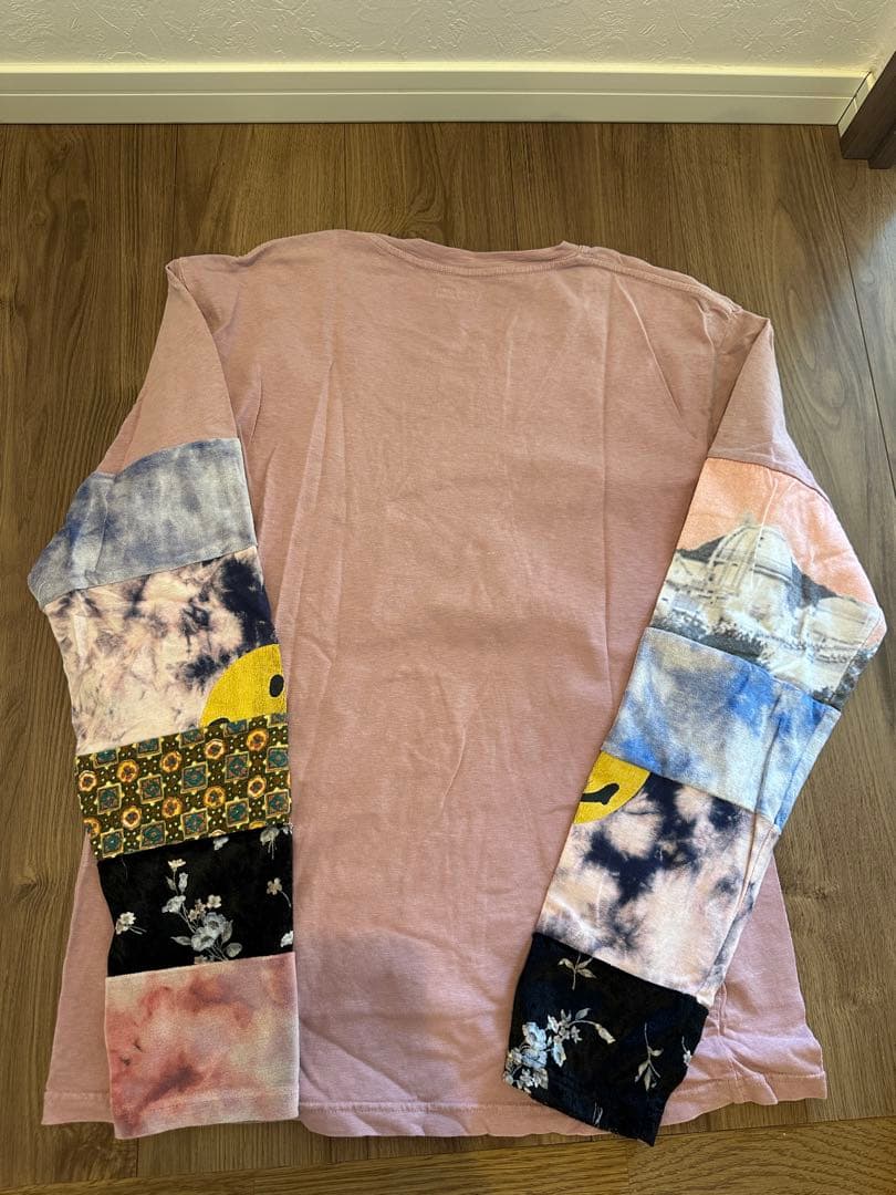 KAPITÁL パッチワークデザイン 長袖Tシャツ ピンク
