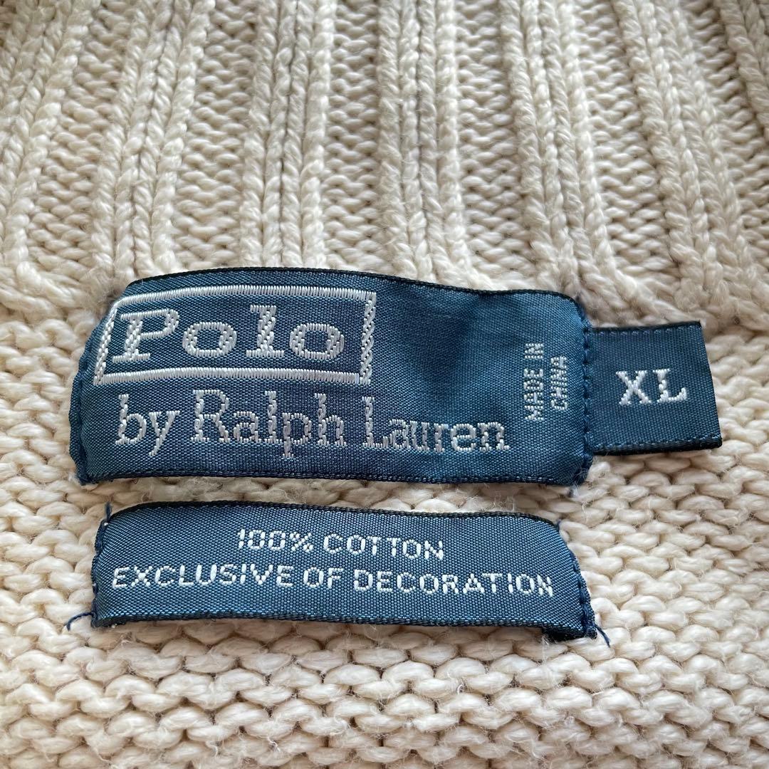 希少　美品　ポロバイラルフローレン　XL ハーフジップニット　コットン　ポニー