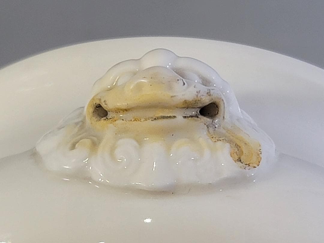 中国美術 明　徳化窯獅子耳香炉　何朝宗製銘 DT619