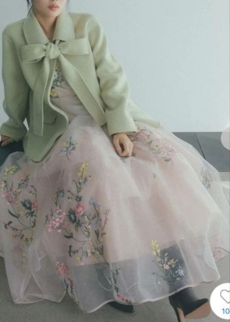 SNIDEL エンブロイダリーチュールドレス