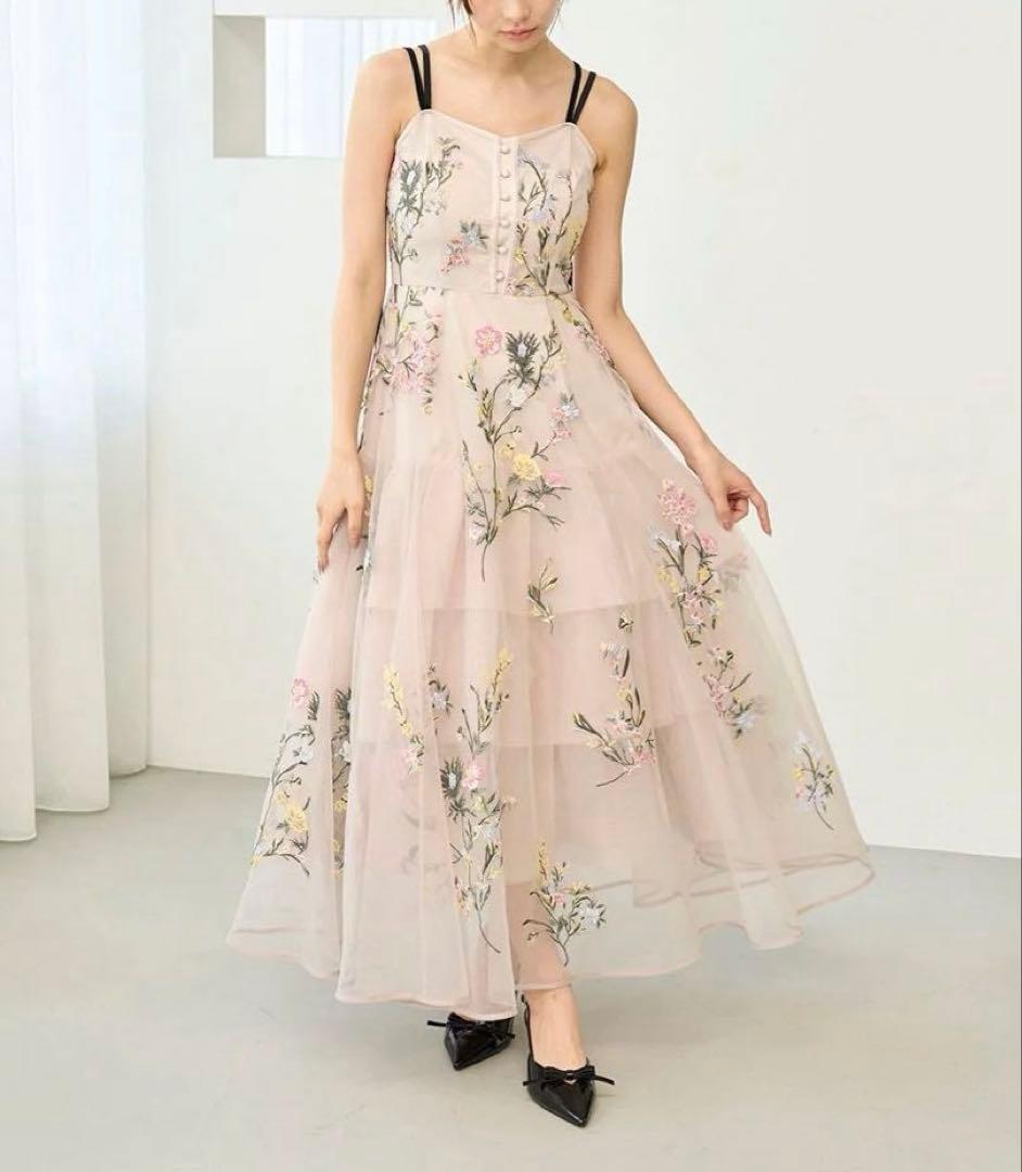 SNIDEL エンブロイダリーチュールドレス