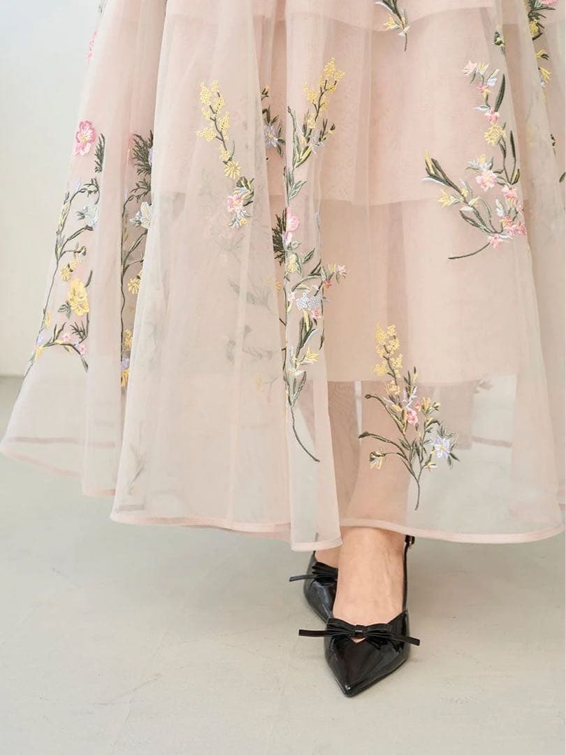 SNIDEL エンブロイダリーチュールドレス