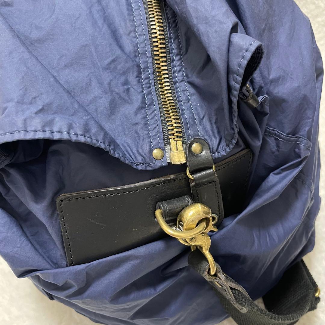 【美品】フェリージ P3 ボストンバッグ ナイロン レザー ネイビーブルー 黒