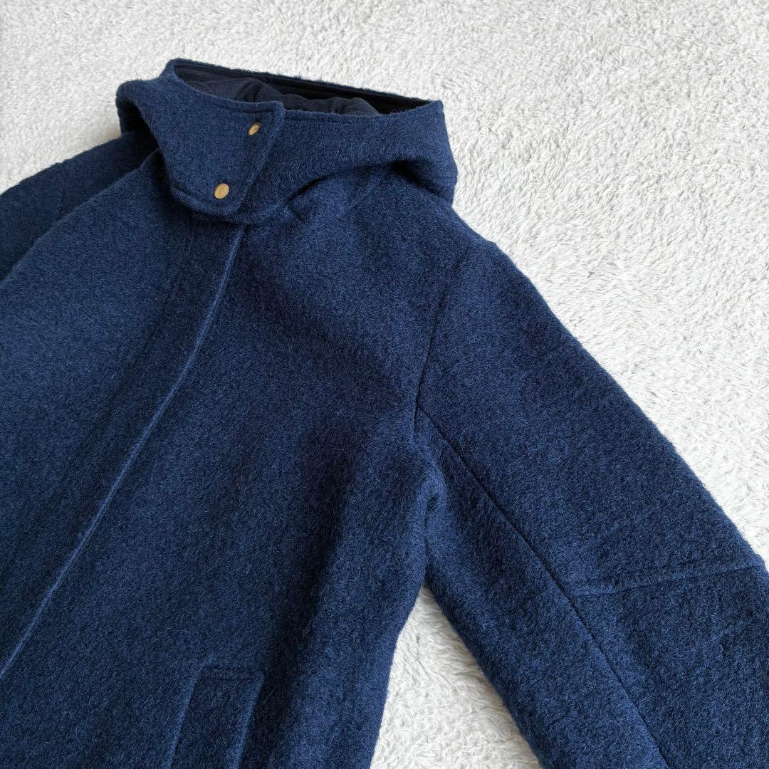 極美品 ヒューマンウーマン スライバーブルゾン 紺 イタリア産ウール アウター