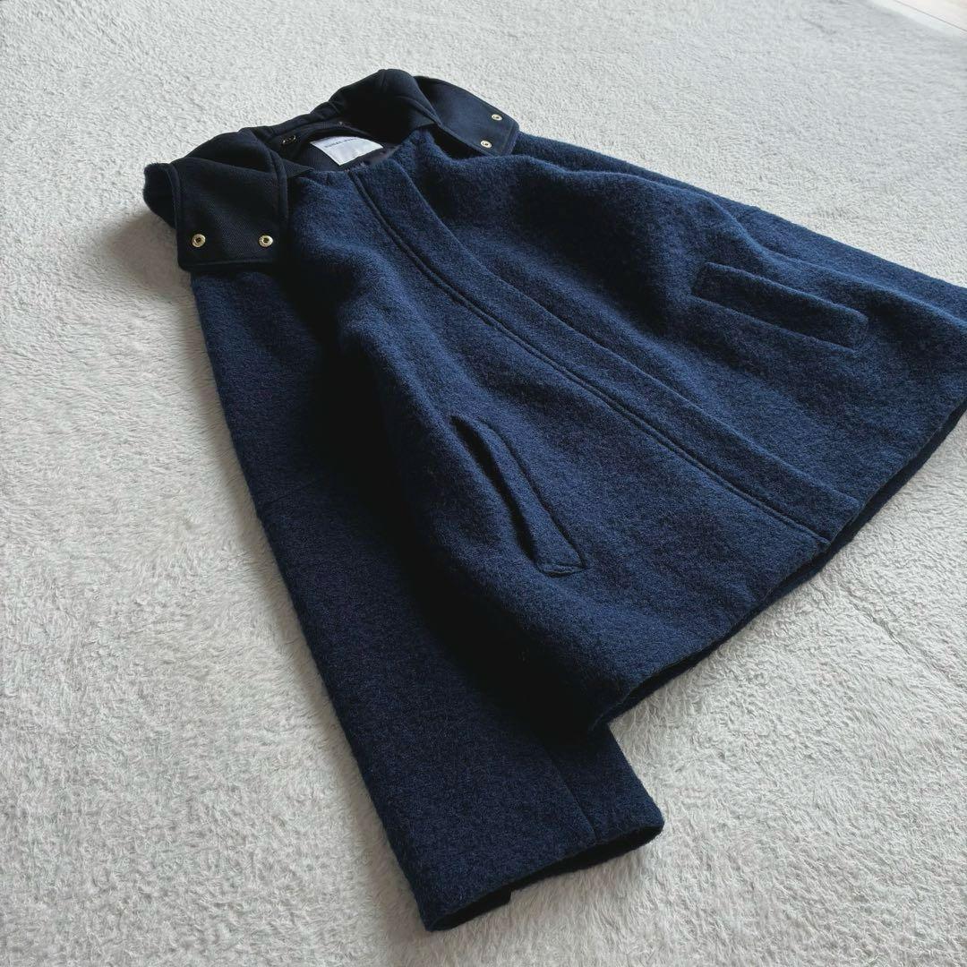 極美品 ヒューマンウーマン スライバーブルゾン 紺 イタリア産ウール アウター