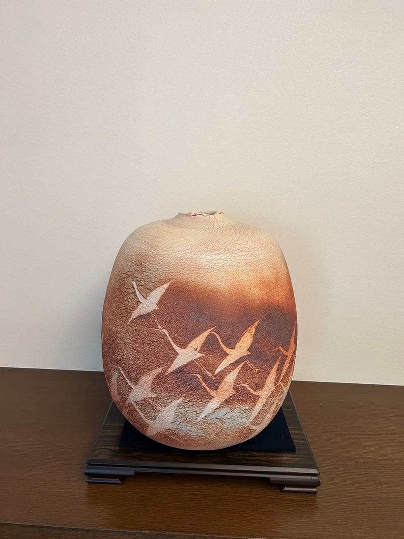 林正太郎作　志野群鶴紋壺