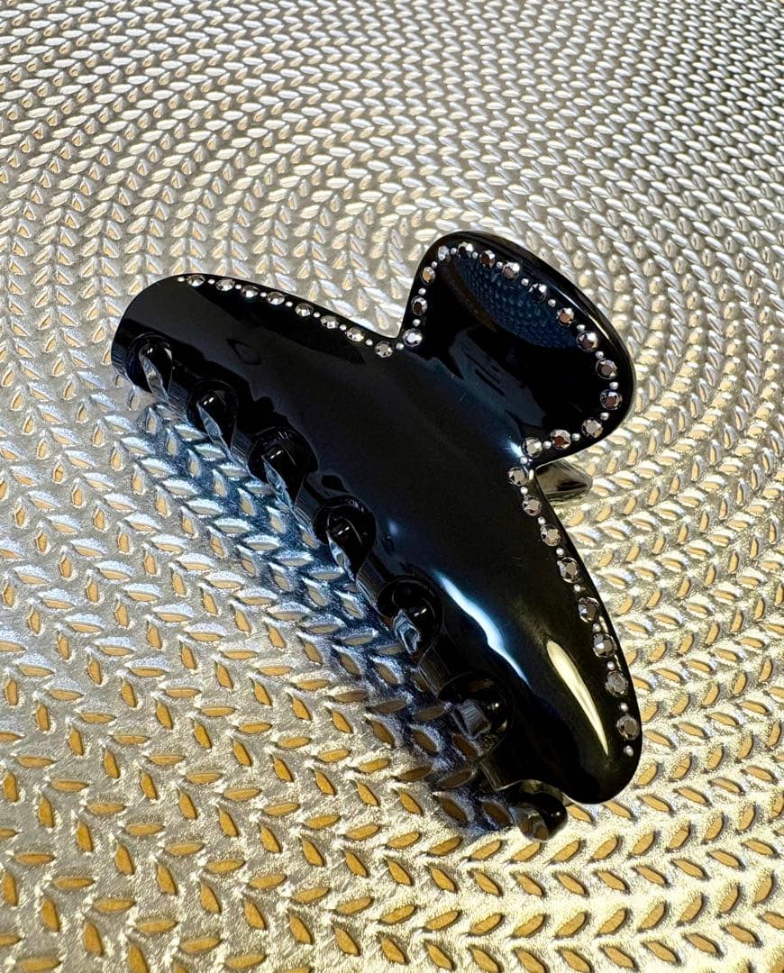 美品　ALEXANDRE DE PARIS ヘアクリップ ストーン　ブラック