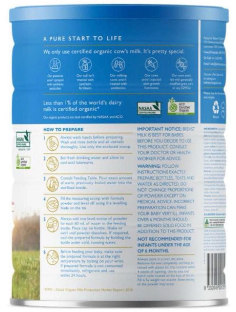 Bellamy's Organic フォローオンミルク 900g 2セット