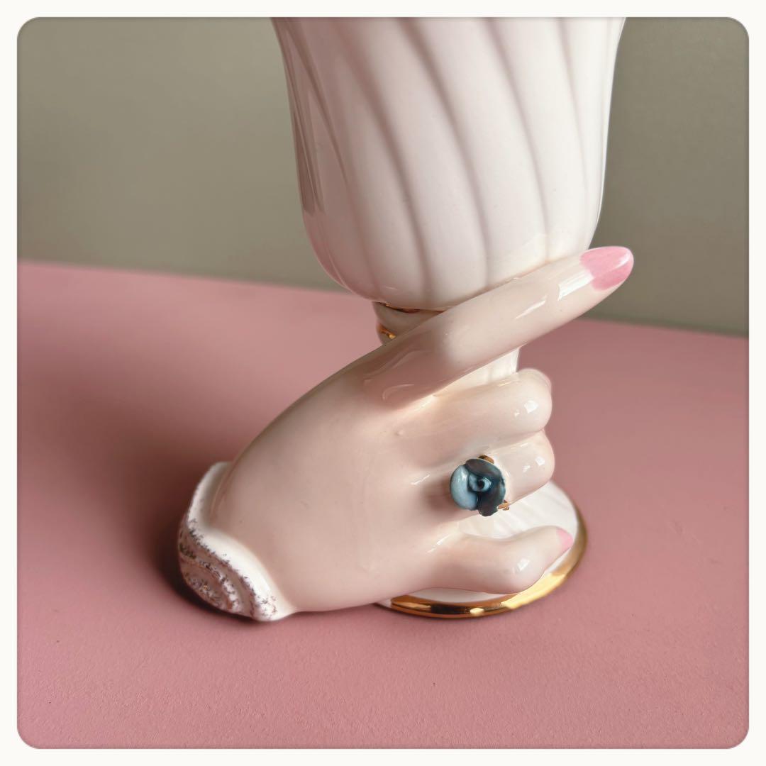 ヴィンテージ　アメリカ製　ハンドモチーフ　花瓶　フラワーベース