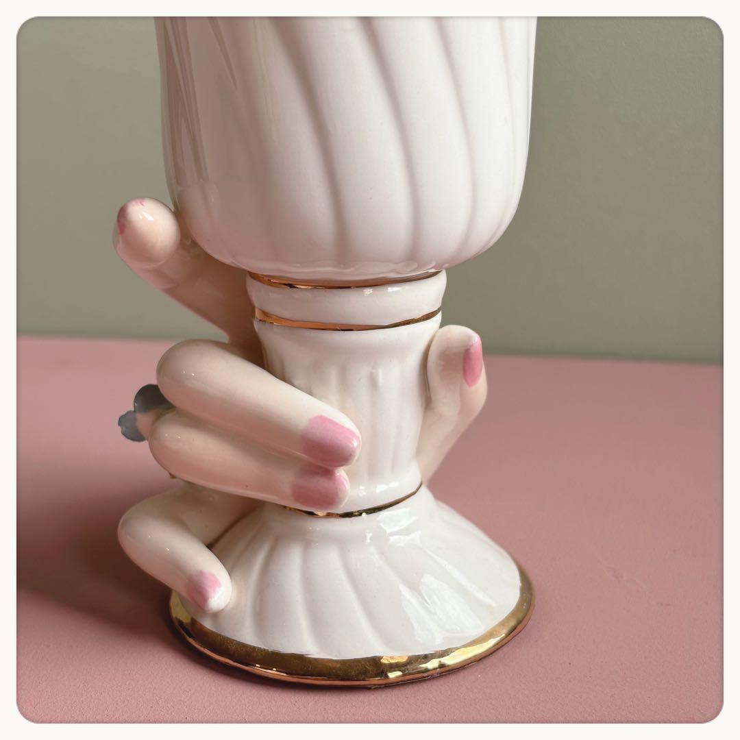 ヴィンテージ　アメリカ製　ハンドモチーフ　花瓶　フラワーベース