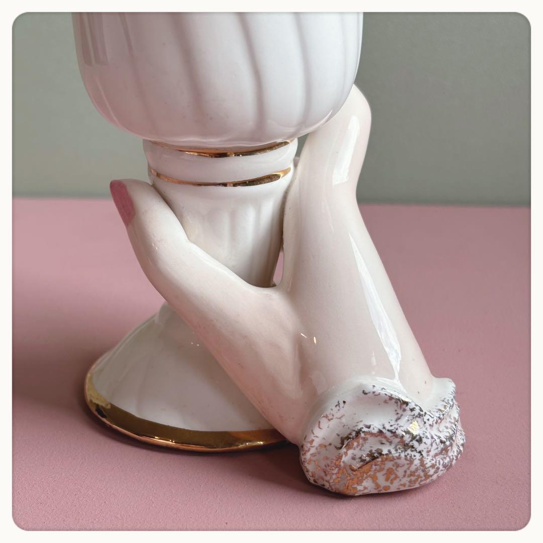 ヴィンテージ　アメリカ製　ハンドモチーフ　花瓶　フラワーベース