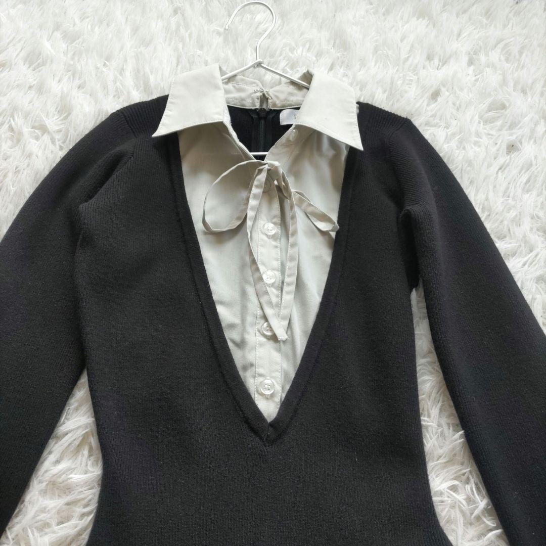 Darich ダーリッチ シャツドッキングプリーツミニワンピース ブラック