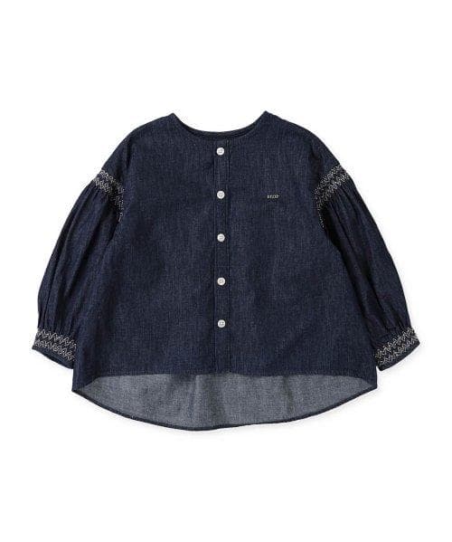 FITH スラブヤーン 襟付き スモッキング 長袖 ブラウス 140