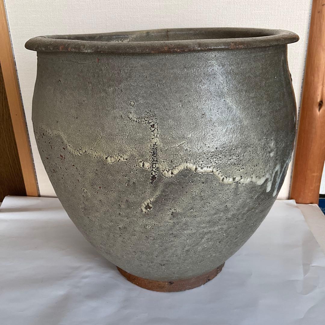 信州松代焼　初期松代焼天王山窯屋号入甕　江戸時代中期(文化文政頃)頃