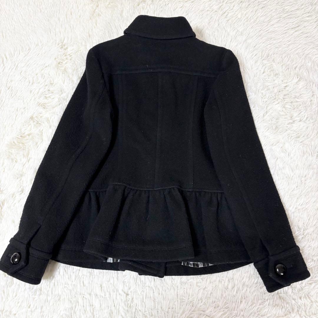 【人気】 バーバリーブルーレーベル フリル ウールコート 38 ブラック