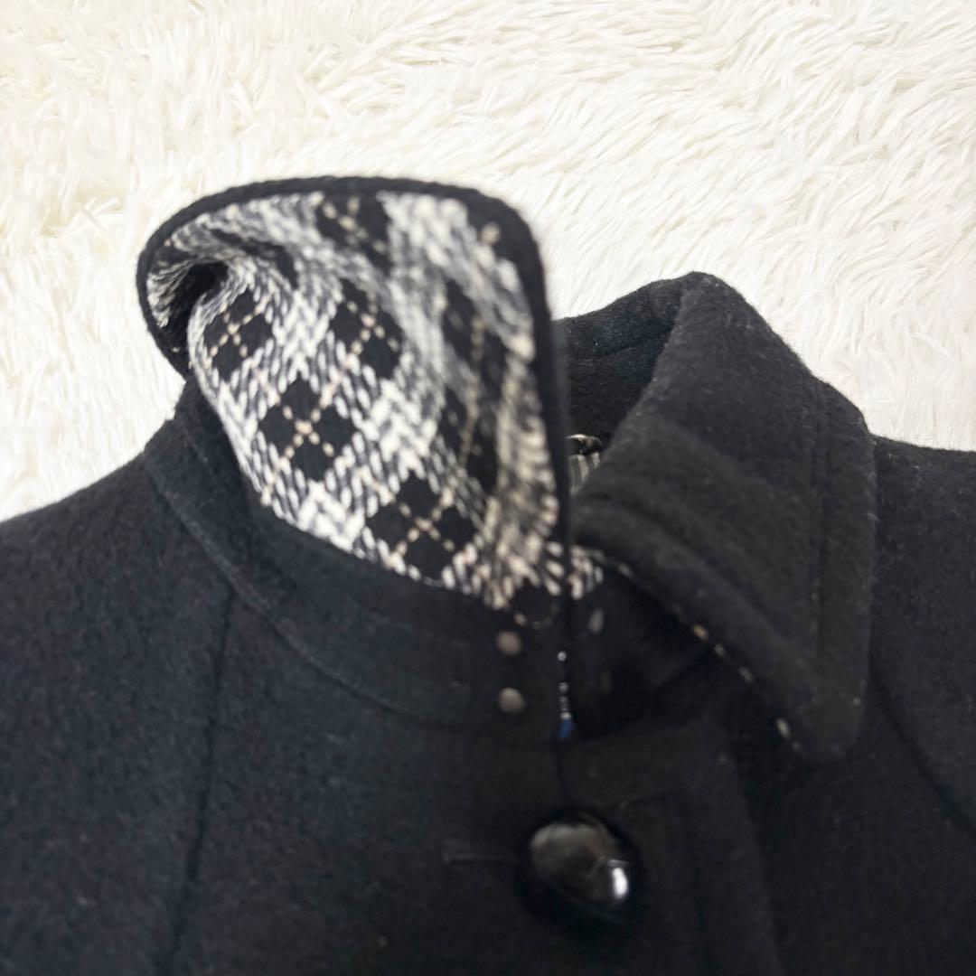 【人気】 バーバリーブルーレーベル フリル ウールコート 38 ブラック