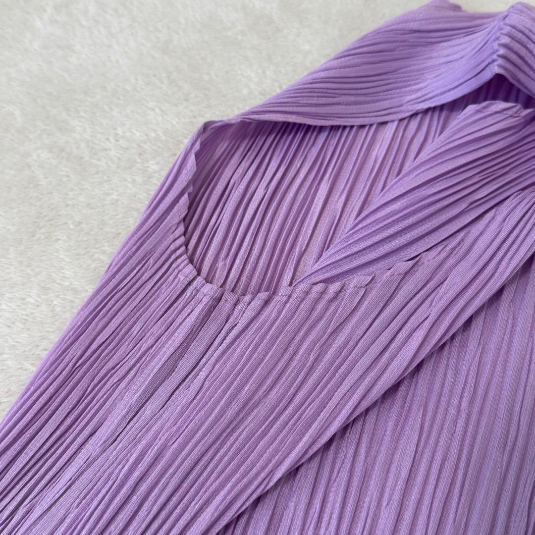 極美品✨PLEATS PLEASE プリーツ　ロングワンピース　マキシ丈　紫色